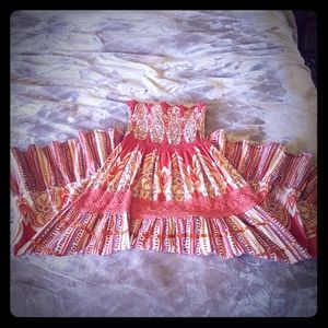 Strapless T length 100% cotton dress